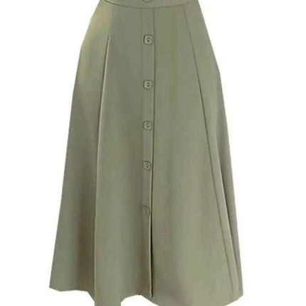 Chic High-Waist A-Line Skirt with Button Details for Effortless Spring-Summer Elegance
