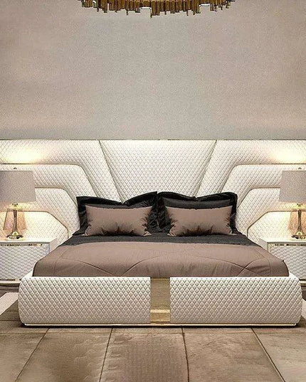 Elegant Customizable Leather King Bed Frame - Modern Luxury Design
