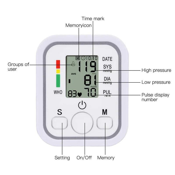 Digital Arm Blood Pressure Monitor with LCD Display and Voice Function