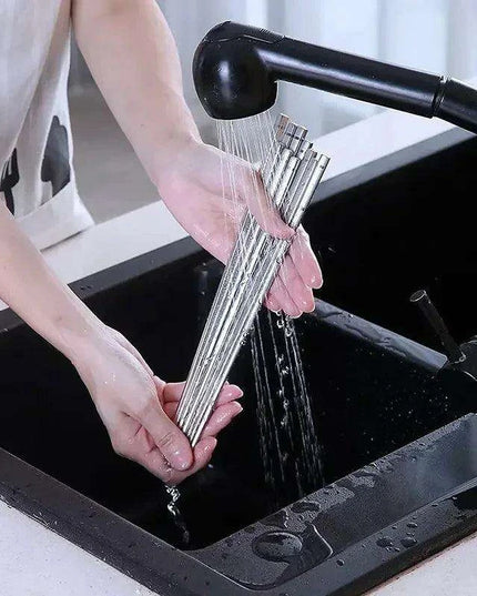 Elegant Non-Slip Stainless Steel Sushi Chopsticks Set for Asian Dining