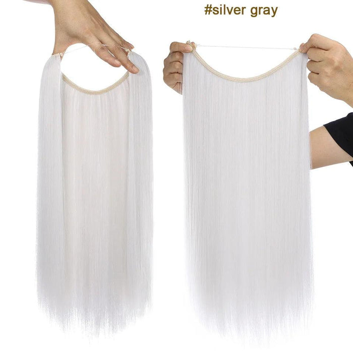20-Inch Versatile Adjustable Invisible Wire Hair Extensions - Curly and Sleek Options
