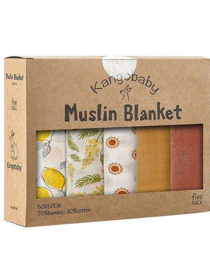 Kangobaby Luxurious 5-Piece Baby Blanket Set - Soft Bamboo Cotton Comfort for Your Baby