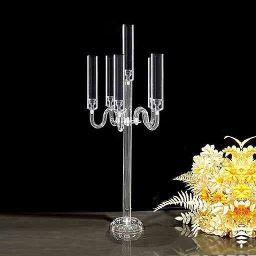 5-Arm Acrylic Candelabra Candle Holders Set for Wedding Table Centerpieces