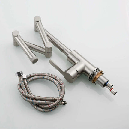 Versatile Brass Kitchen Faucet with Space-Saving Foldable Design