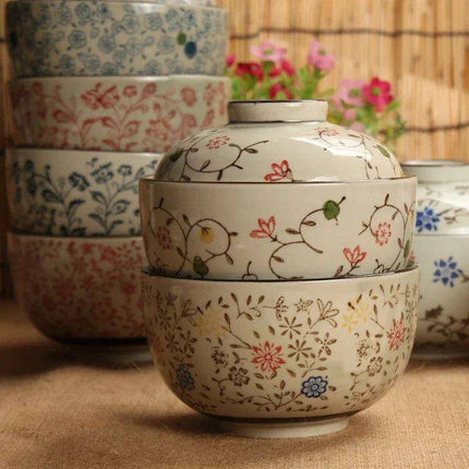 Exquisite Hand-Painted Japanese Porcelain Stew Bowl Set with Lids