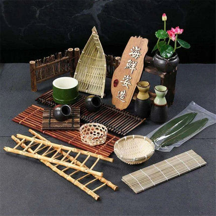 Artistic Bamboo Sushi Platter - Elegant Japanese Serving Tray