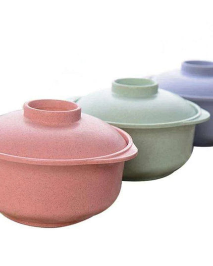 Sustainable Japanese Noodle Bowls with Lids - Elegant Containers for Soup and Rice Enjoyment