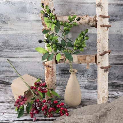 39 cm Artificial Olive Berry Branch with Mixed Leaves