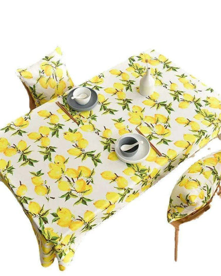 Vibrant Lemon-Themed Rectangular Tablecloth for Chic Dining and Outdoor Events - Waterproof and Stain-Resistant