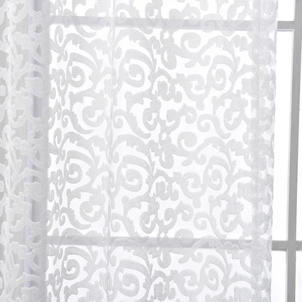 LEEJOOM European Style Jacquard Sheer Curtain Panel - Modern Organza D