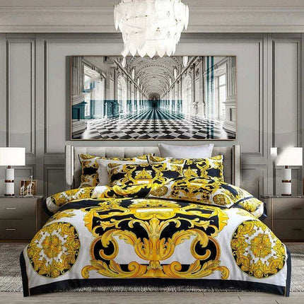 Stylish Modern Cotton Bedding Collection with Vibrant Digital Designs - Duvet Cover, Fitted Sheet & Pillowcases