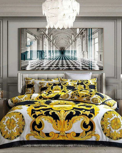 Stylish Modern Cotton Bedding Collection with Vibrant Digital Designs - Duvet Cover, Fitted Sheet & Pillowcases