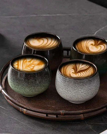 180ml Rustic Japanese Pottery Espresso Cup - Unique Frosted Design for Tea and Coffee Enjoyment