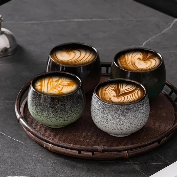 180ml Rustic Japanese Pottery Espresso Cup - Unique Frosted Design for Tea and Coffee Enjoyment