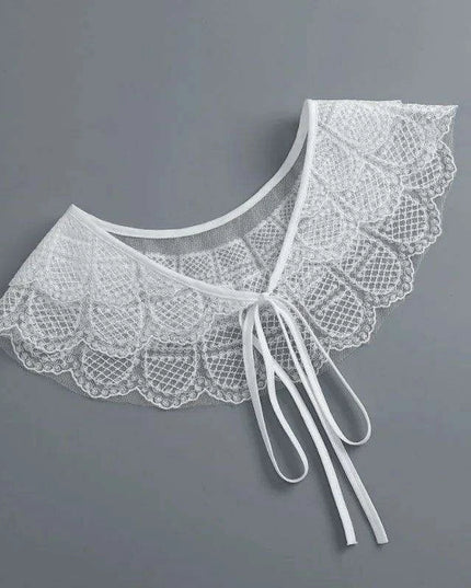 Embroidered Lace Detachable Collar for Women - Elegant White Shawl Accessory