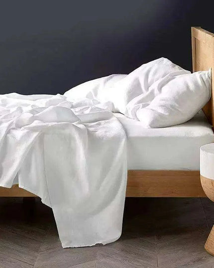 Luxe 3-Piece Washed Linen Bedding Set with 2 Pillowcases for Farmhouse Elegance