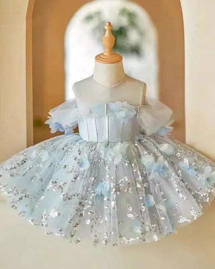 Charming Pink Princess Ball Gown for Girls - Ideal for Weddings, Birthdays, and Baptisms - A4134