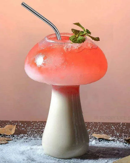 Whimsical Mushroom-Themed Cocktail Glass Set with Straw: Elevate Your Drink Experience