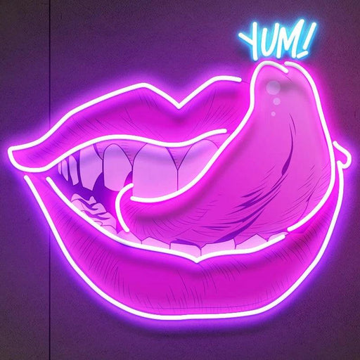 Neon Yummy Lips Sign - Personalized Home Decor for Bedrooms & Living Rooms