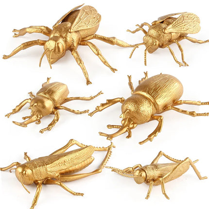 Realistic Mini Insect Figures — Simulated Beetle, Cricket & Bee Educational Models