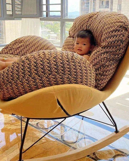 Plush Velvet Nordic Rocking Chair - Elegant Lounge Seating for Ultimate Relaxation