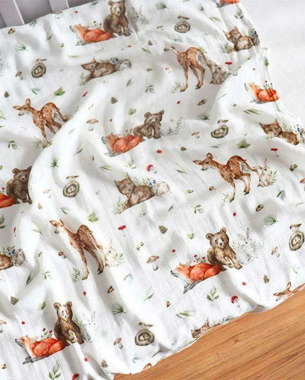 Bamboo Cotton Muslin Baby Swaddle Blanket - Adorable Animal Print for Cozy Comfort