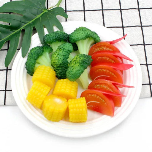 Lifelike Artificial Vegetable Set - Realistic Tomato, Corn, and Broccoli for Restaurant Displays and Photography