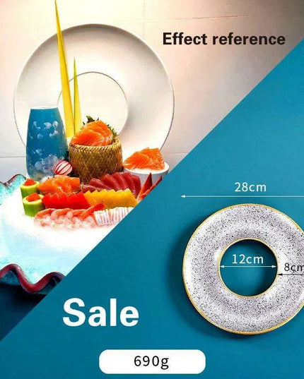Japanese Elegance Circular Serving Tray - Sophisticated Sushi Display for Luxurious Dining