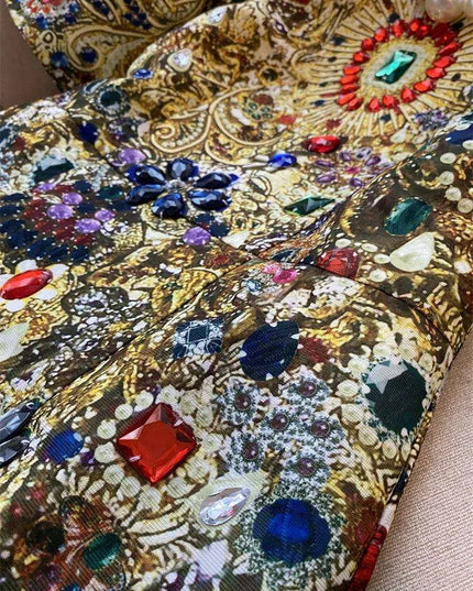 Elegant Vintage-Inspired Rhinestone Embellished Above Knee Dress