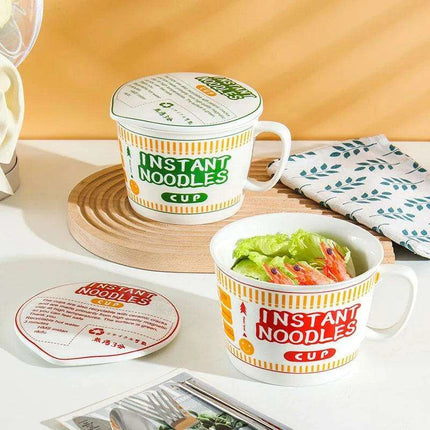 Chic Ceramic Bowls with Lids - Ideal for Noodles, Salads, and Trendy Bento Lunches
