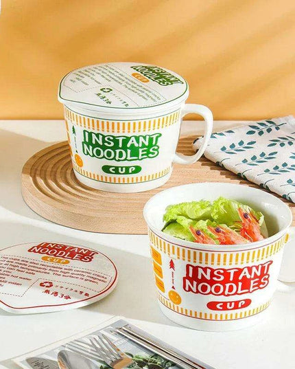 Chic Ceramic Bowls with Lids - Ideal for Noodles, Salads, and Trendy Bento Lunches