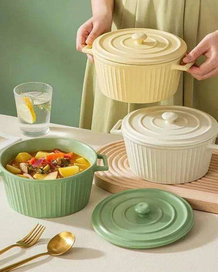 Elegant Heat-Insulating Ceramic Soup Bowl with Lid - Ideal for Ramen and Hearty Dishes