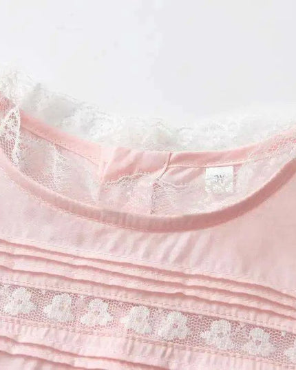 Delightful Baby Girls' Summer Lace Dress with Fun Bubble Sleeves and Exquisite Embroidery