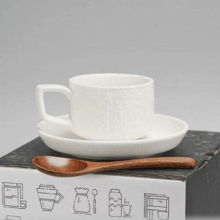 Elegant Japanese Rock Texture Porcelain Coffee Cup and Plate Set - Elevate Your Sipping Experience