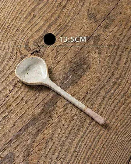 Elegant Japanese Stoneware Soup Spoon with Long Ergonomic Handle for Refined Dining
