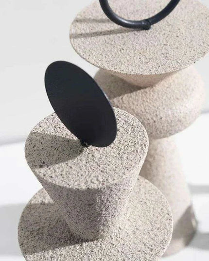 Geometric Elegance: Abstract Sandstone Art Sculpture
