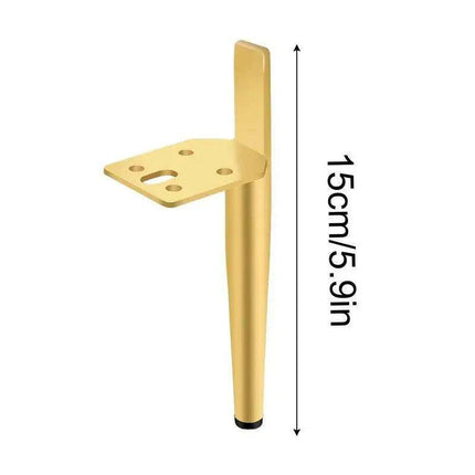 Modern Gold and Black Steel Adjustable Furniture Legs - Set of 4 with Rubber Feet