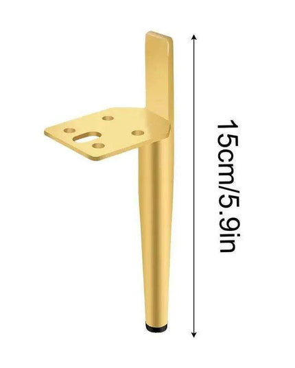 Modern Gold and Black Steel Adjustable Furniture Legs - Set of 4 with Rubber Feet