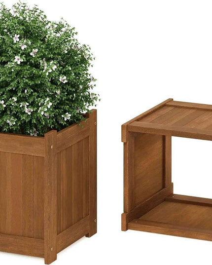 Tioman Hardwood Garden Bench Planter - Stylish Outdoor Seating and Flower Box Combination