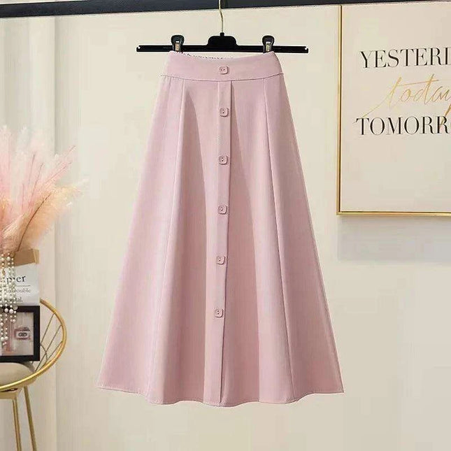 Chic High-Waist A-Line Skirt with Button Details for Effortless Spring-Summer Elegance