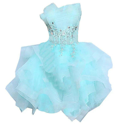 Strapless High Waist Mini Dress - Chic Solid Color Mesh Yarn Outfit for Summer Celebrations