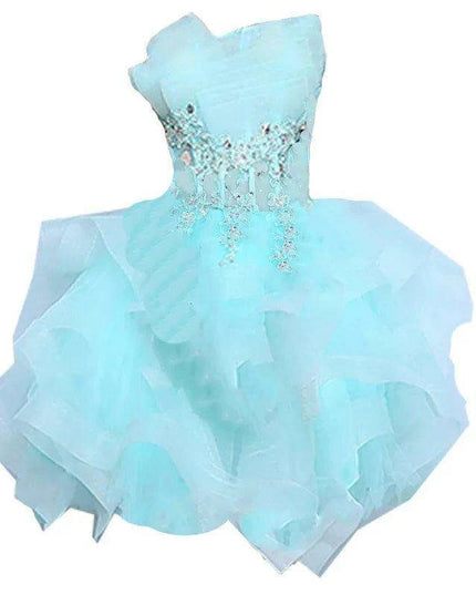 Strapless High Waist Mini Dress - Chic Solid Color Mesh Yarn Outfit for Summer Celebrations