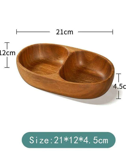 Artisanal Acacia and Walnut Wood Serving Bowl and Platter Collection