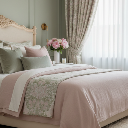 Powder Cream Jacquard Chenille Blackout Curtains