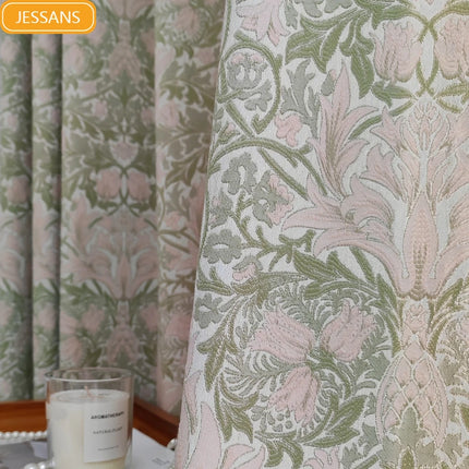 Powder Cream Jacquard Chenille Blackout Curtains