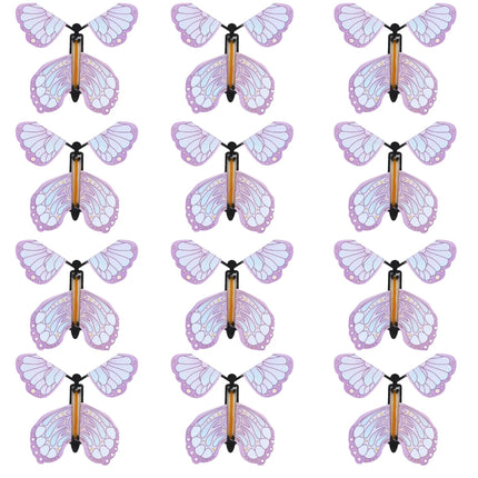 12-Piece Wind-Up Flying Butterfly Set for Parties & Greeting Cards