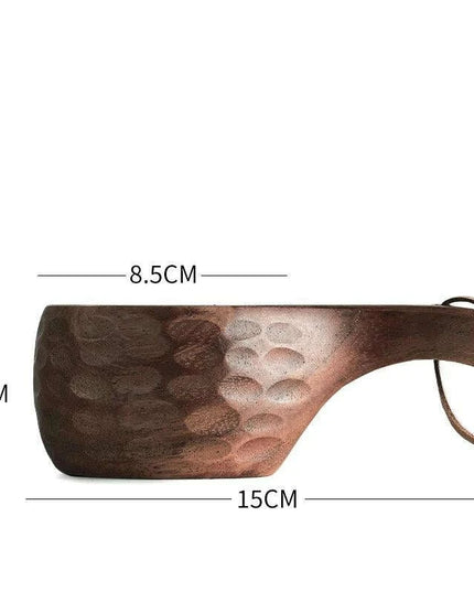 Rustic Acacia Wood Outdoor Mug - Elegant Camping Coffee & Milk Cup with Practical Rope Handle