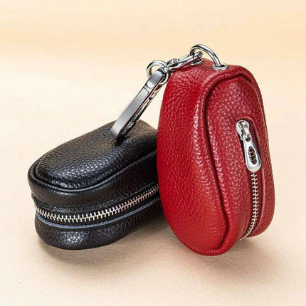 Leather Zippered Key Organizer Wallet for Car Keys