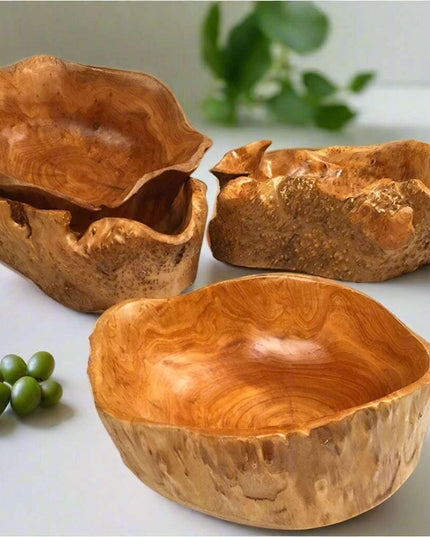 Artisan Crafted Natural Wood Bowl for Salads and Desserts - Distinctive Fruit Serving Tray for Home and Gifting