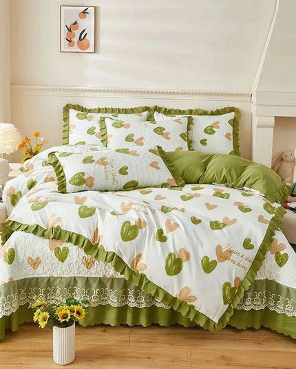 Chic Floral Ruffle Queen Bedding Set